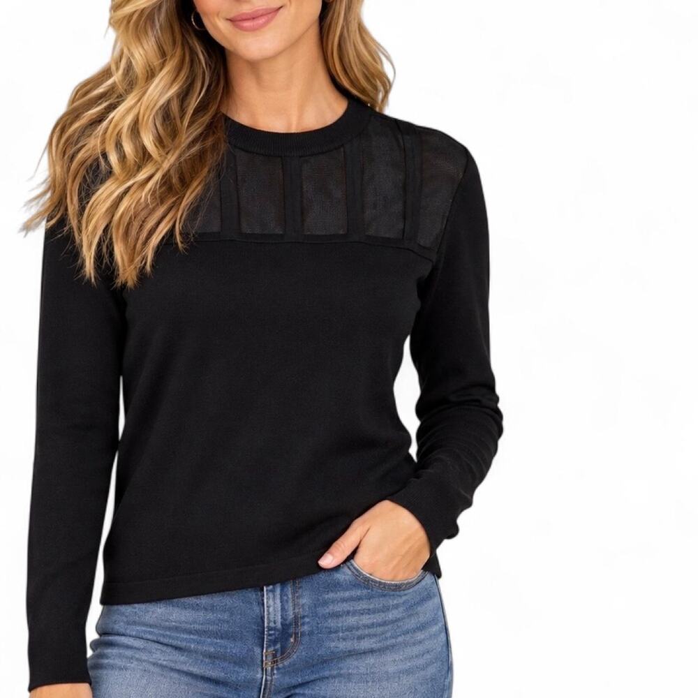 Carmen Marc Valvo XL black top with mesh detail size XL